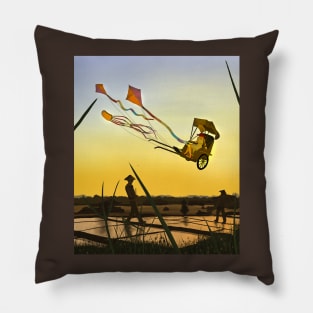 The Flying Rickshaw Pillow