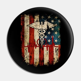 Patriotic Registered Nurse USA Flag Nursing RN Healthcare Pin