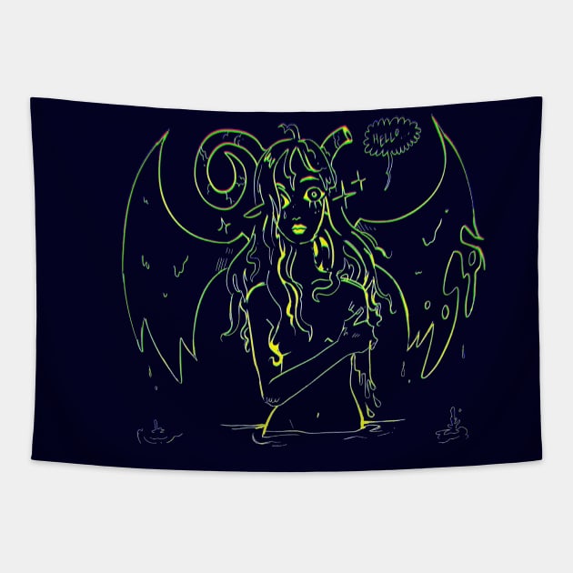 The woman is the devil! Tapestry by snowpiart