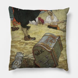 Pirate William Kidd Burying Treasure by Howard Pyle Pillow