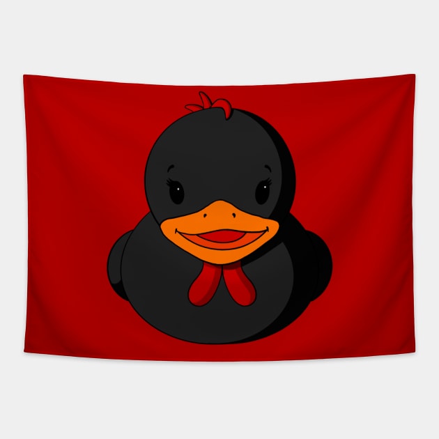 Black Chicken Rubber Duck Tapestry by Alisha Ober Designs