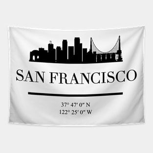 SAN FRANCISCO CALIFORNIA BLACK SILHOUETTE SKYLINE ART Tapestry