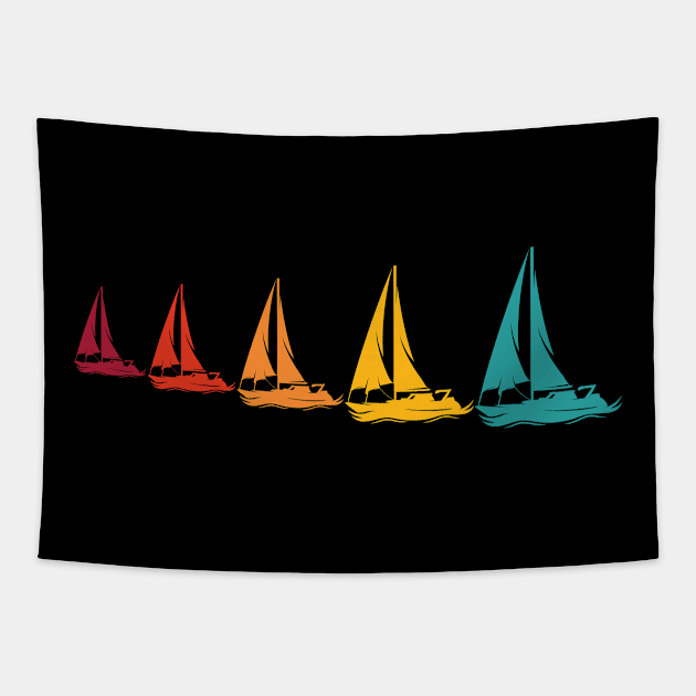 Sailboats Graphic For Sailors Retro Sailing Tapestry by White Martian