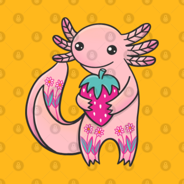 Cute Pink Axolotl Strawberry Lover - Axolotl Lover - T-Shirt | TeePublic