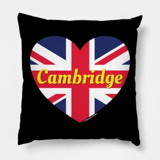 Cambridge England UK British Flag Heart Pillow