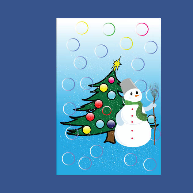 christmas tree and snowman, by illustrations-boom