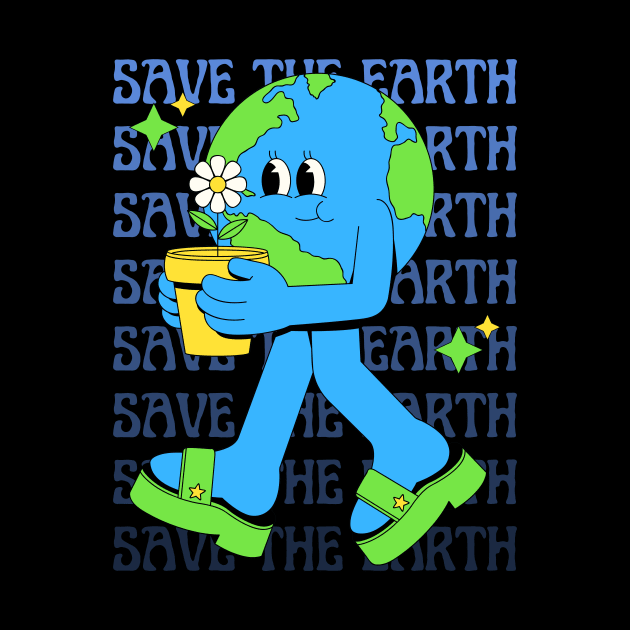 Illustration of Earth Holding Flowers by LThings