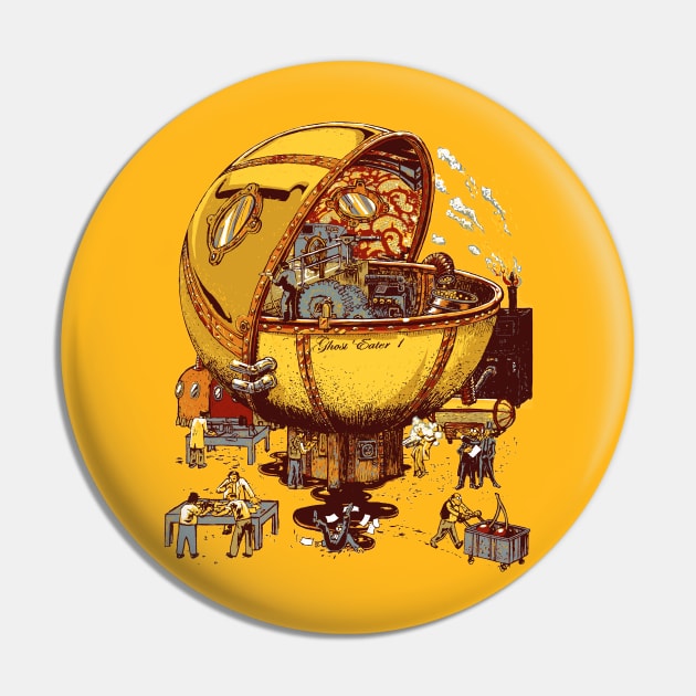 Ghost Eater: Pacman Steampunk Pin by georgeslemercenaire