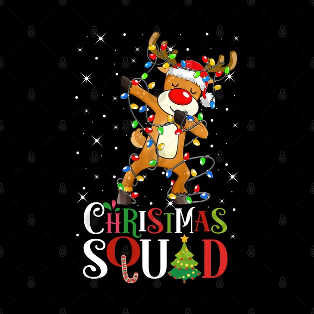 Christmas Squad Funny Xmas Dabbing Reindeer Christmas Lights by springins