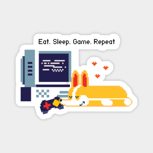 'Eat. Sleep. Game. Repeat.' Video Game Lover with Cute Pixel Dog Design Magnet