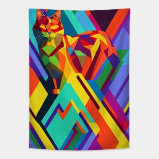 Trippy Abstract Cat Tapestry