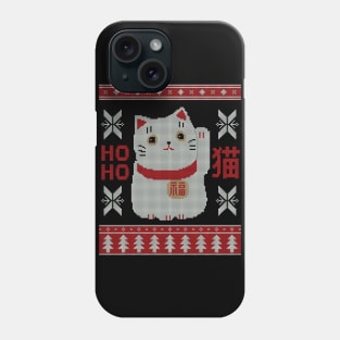 Japanese Cat Maneki Neko Kawaii Ugly Christmas Sweater Design Phone Case