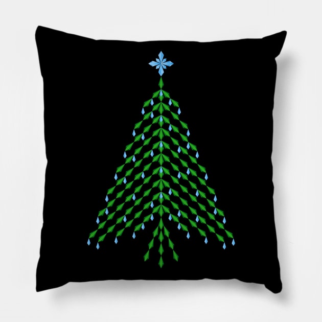 Elegant  blue and green crystal Christmas Tree design Pillow by kindsouldesign