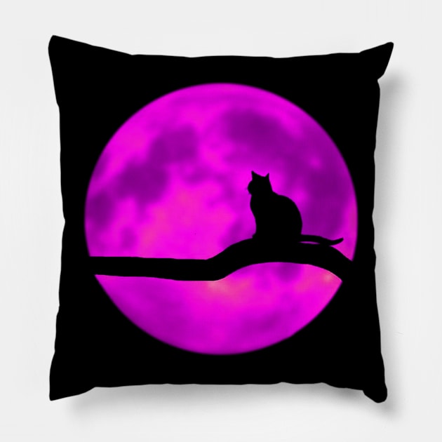 Cat and moon Pillow by Amadej