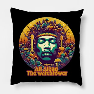 tshirt mug, sticker, print, Jimi hendrix All along the watchtower Pillow