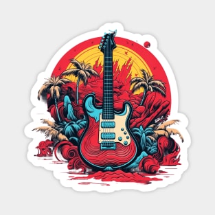 Vintage Guitar Music Beach Magnet