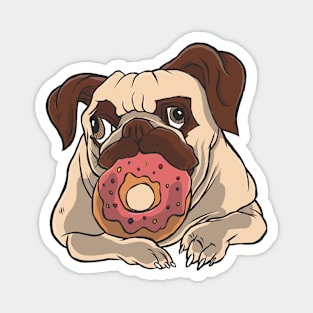 Playful Pug with Donut Magnet