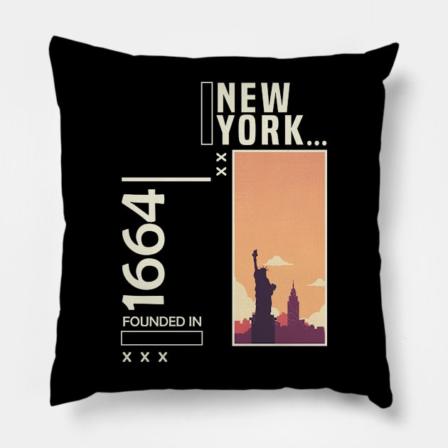 New York Founded in 1664 Pillow by C_ceconello