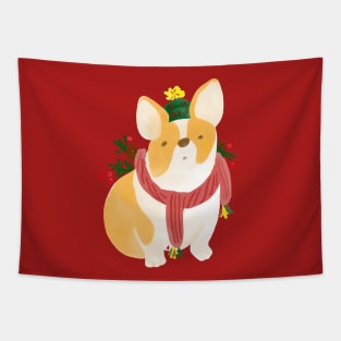 Corgi Christmas Tapestry