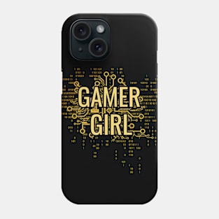 GAMER GIRL Yellow Gold cyber circuit Phone Case