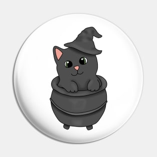 Black Cat in a cauldron Pin