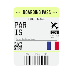 Boarding Pass Paris Flight Ticket T-Shirt