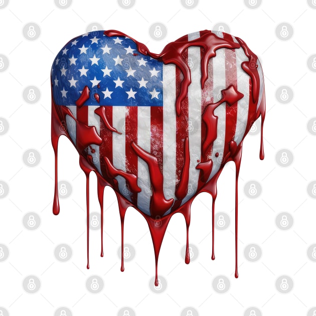 American Flag Dripping Heart #2 by Chromatic Fusion Studio