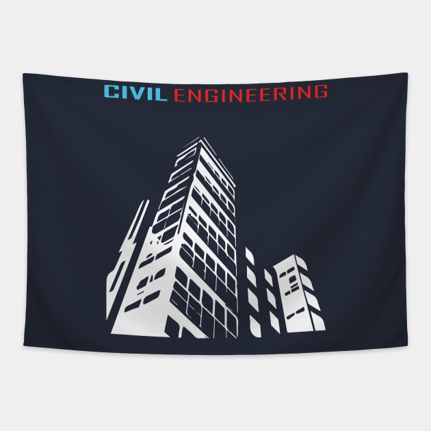 civil engineering, building engineer text logo Tapestry by PrisDesign99