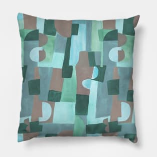 Geometric art deco green Pillow