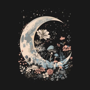 Cute Moon & Cottagecore Mushroom & Floral lovers  Magical Moon T-Shirt