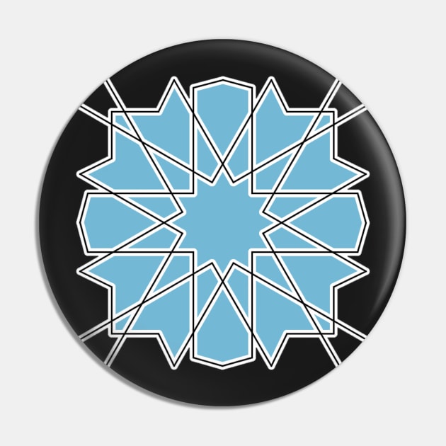 Islamic Geometric pattern 002 Blue Background Pin by rupertrussell