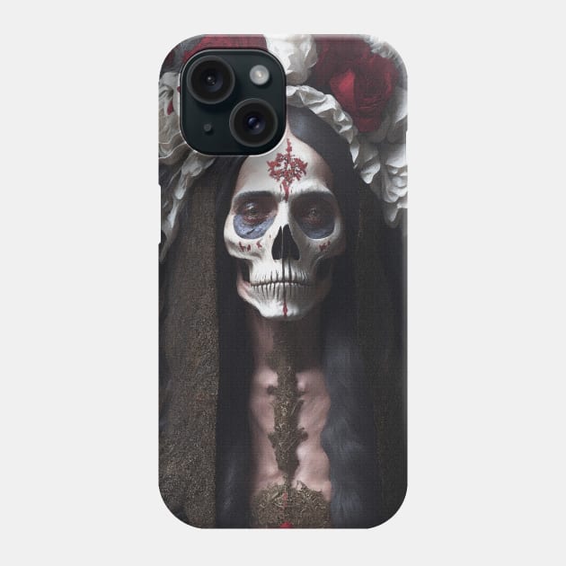 Painting of Santa Muerte Phone Case by metamorfatic