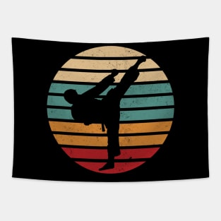 Karate Kick Retro Sun Karate Fighter Tapestry