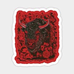 Bitter Bison Japanese Art Print Magnet