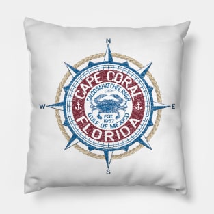 Cape Coral, Florida, with Blue Crab on Windrose Pillow