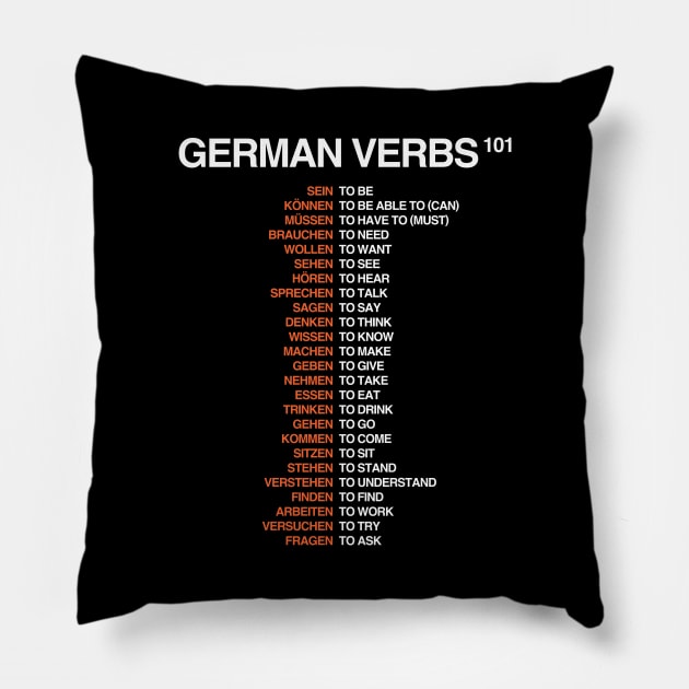 German Verbs 101 - German Language Pillow by isstgeschichte