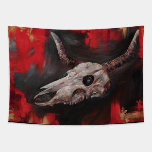 Red Steer Skull Tapestry