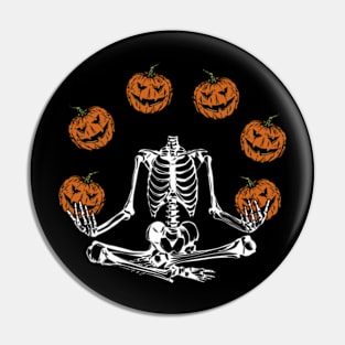 Skeleton Juggling Pumpkins Pin