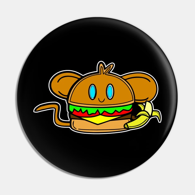 Banana Monkey Cheeseburger Pin by MaystarUniverse