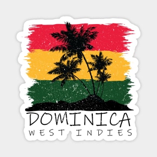 Dominica National Colors with Palm Silhouette Magnet