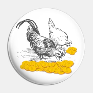 The Golden Goose, gold egg and bitcoins Pin