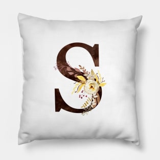 Floral Monogram S Lovely Autumn Foliage Pillow