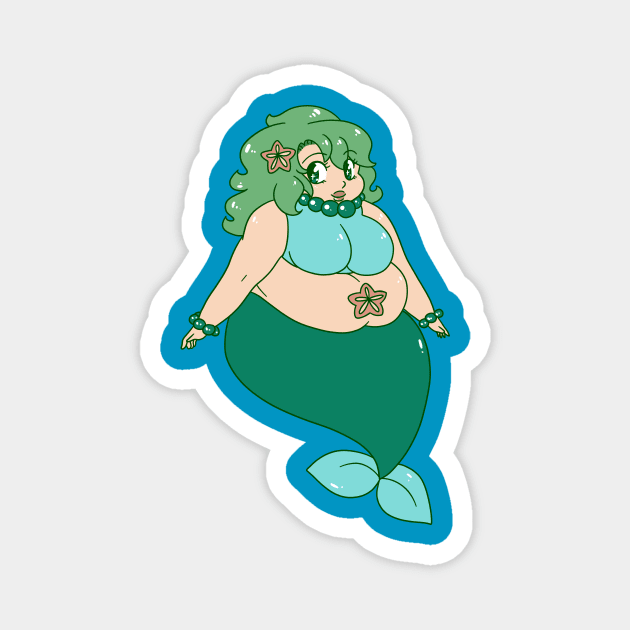 Chubby Green-Haired Mermaid Magnet by saradaboru