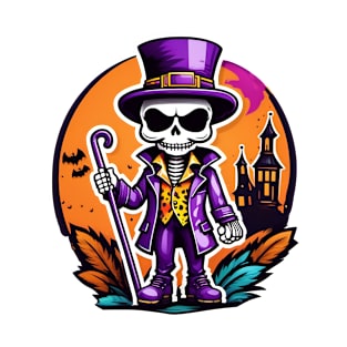 A skeleton in a top hat with a cane T-Shirt