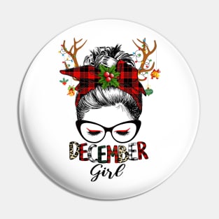 Reindeer Messy Bun December Girl Christmas December Birthday Pin