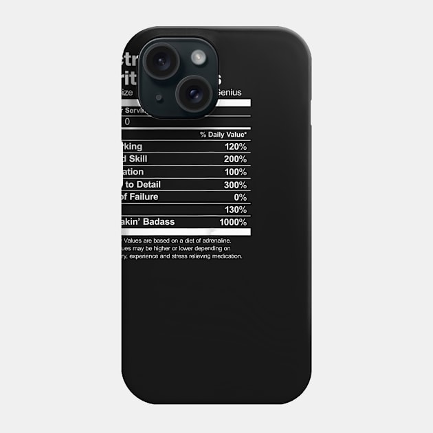 Electrician Nutrition Facts Funny Phone Case by mohammadrezaabolghase