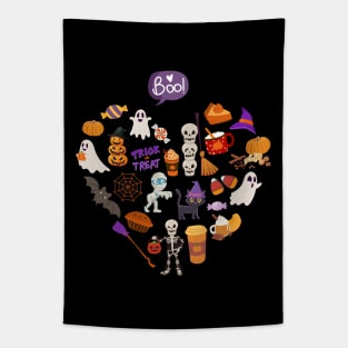 Boo Happy halloween Hello October heart Autumn is my favorite season, love Fall pumpkin Tapestry