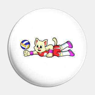 Cat at Sports with Volleyball Pin