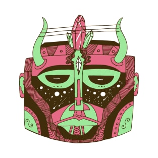 Pink Mint African Mask No 8 T-Shirt