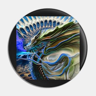 Fractal blue dragon Pin